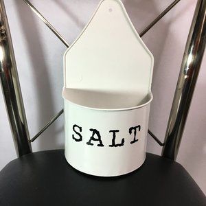 shabby chic salt metal wall decor white tin 11x 3"